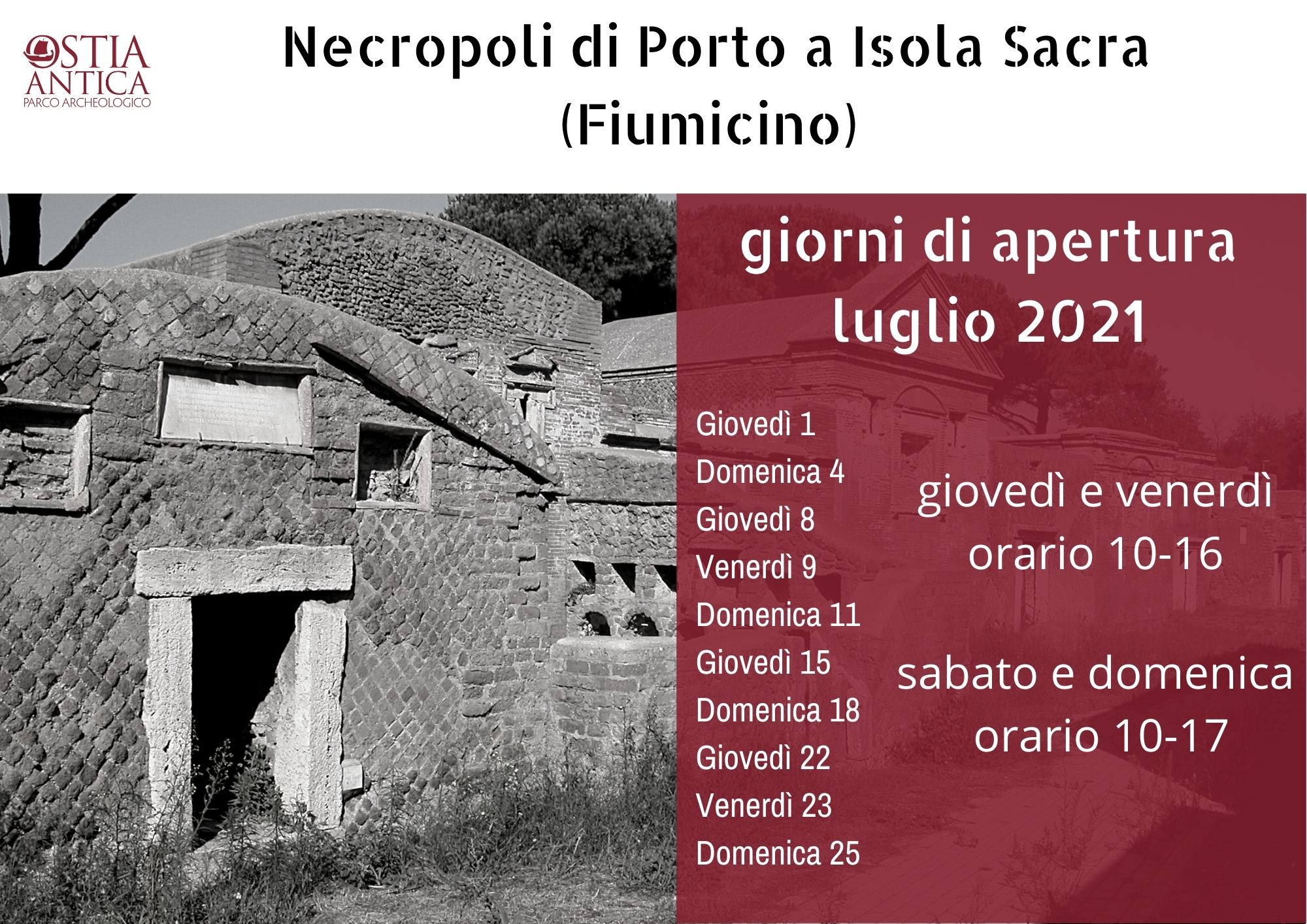 Necropoli orari luglio 2021 Necropoli orari luglio 2021 Immagine Parco archeologico di