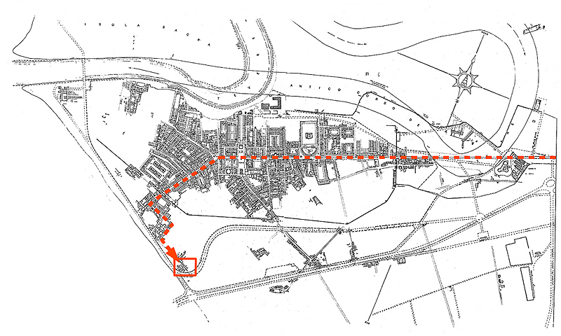 Map of the route from the entrance of the park to the Synagogue